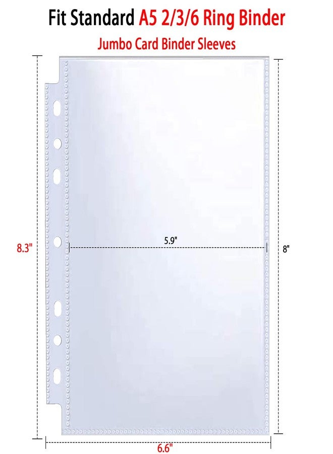 WITHYU 50 Pack Jumbo Card Sleeves for A5 3/6 Ring Binders, 5.7" x 7.9" Ultra-Clear Top-Loading Sheets, Double-Sided Design with 100 Pockets, Oversized Card Protectors - Image 3